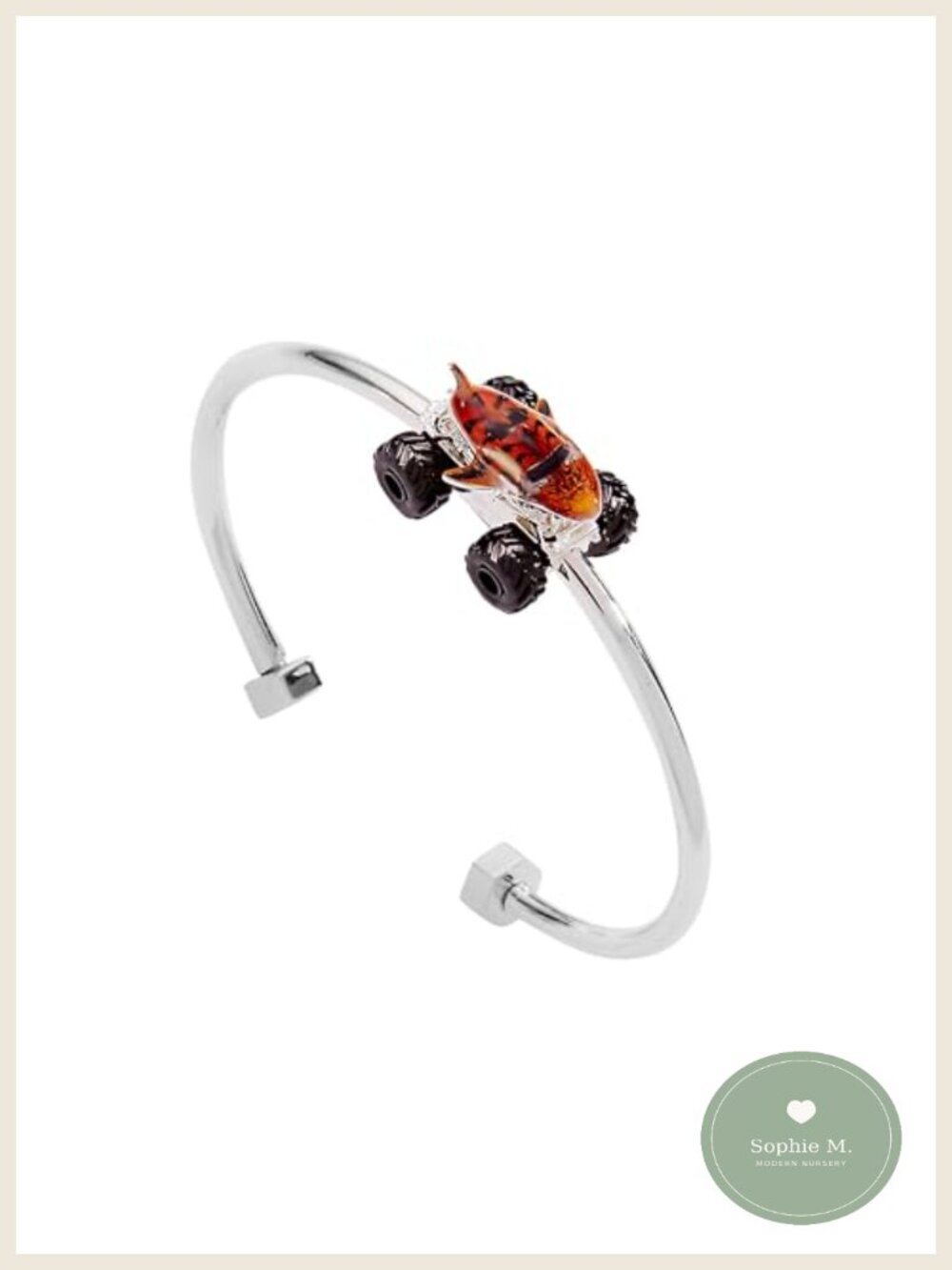 Silver Plated Brass Cuff Bracelet Moveable Racing Theme